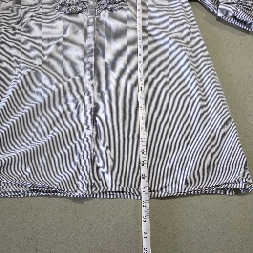 Lane Bryant Blue White Striped Ruffle Bib Tunic Shirt 100% Cotton Plus 18/20W - Picture 5 of 10